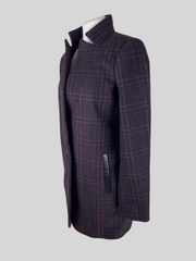 Michael Kors burgundy & black check wool blend jacket size UK6/US2