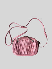 Miu Miu pink Matelasse pleated leather crossbody small bag