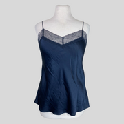Vince dark navy 100% silk sleeveless top size UK8/US4