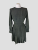 Fendi green & black 100% silk long sleeve dress size UK8/US4