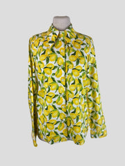 Michael Kors white & yellow lemon print  100% cotton shirt size UK12/US8