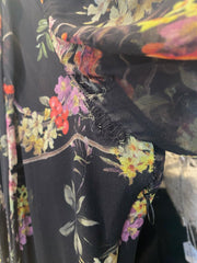 Gambattista Valli black floral print 100% silk dress size UK6/US2