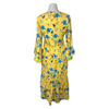 Borgo De Nor yellow & blue print midi dress size UK6/US2