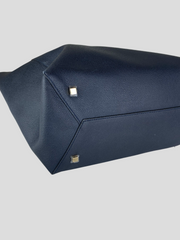 Valextra navy & brown leather large tote handbag
