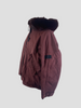 Yves Salomon burgundy down & feather with fur hood jacket size UK8/US4