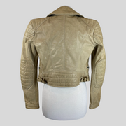 Burberry Brit beige 100% calf leather jacket size UK6/US2