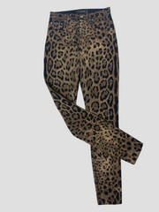 Dolce & Gabbana brown & black spotted cotton blend slim jeans size UK8/US4